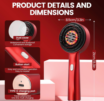 red light scalp massage comb for hair growth

USB rechargeable scalp therapy brush

anti hair loss massage comb with red light