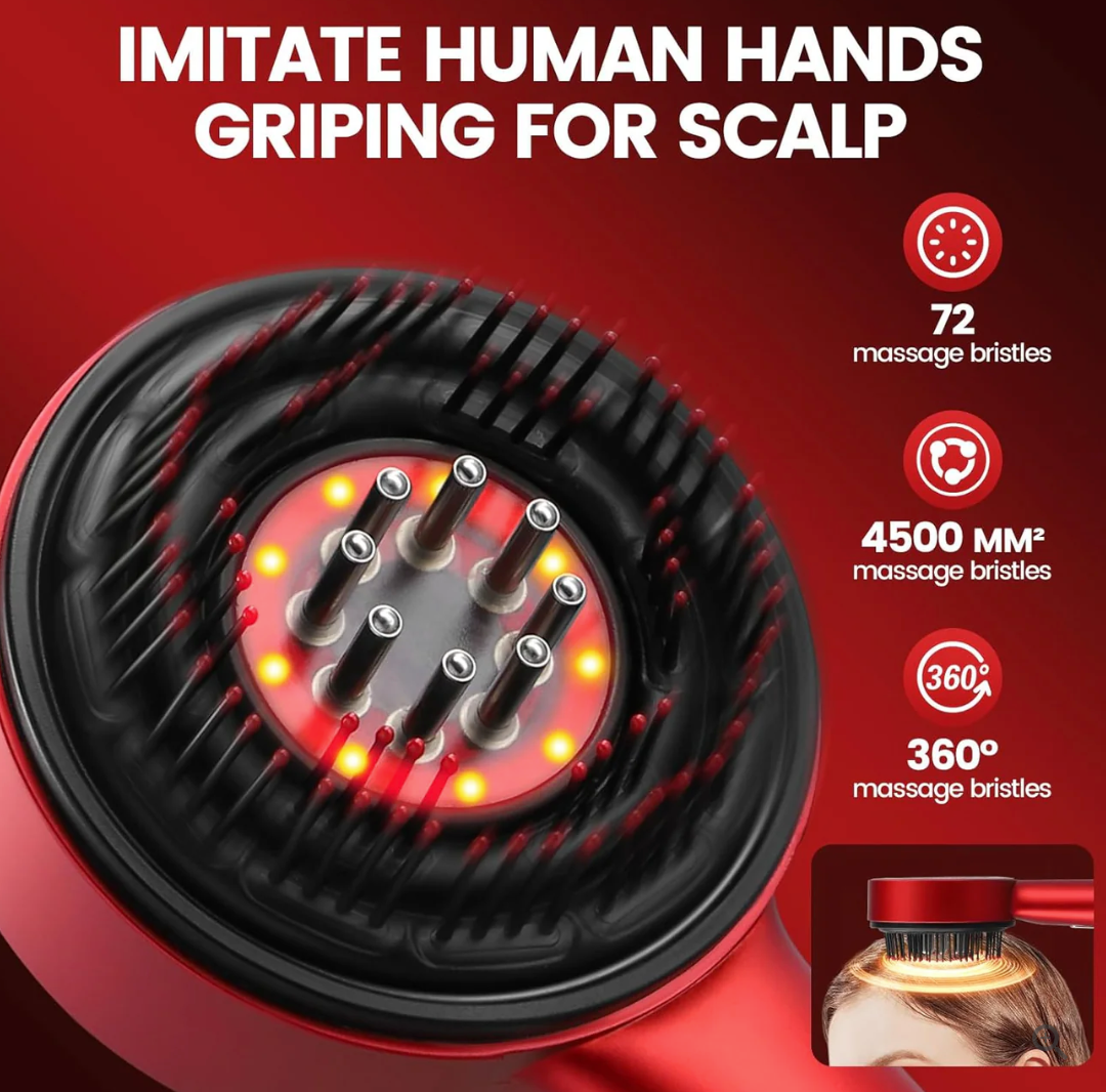 red light scalp massage comb for hair growth

USB rechargeable scalp therapy brush

anti hair loss massage comb with red light